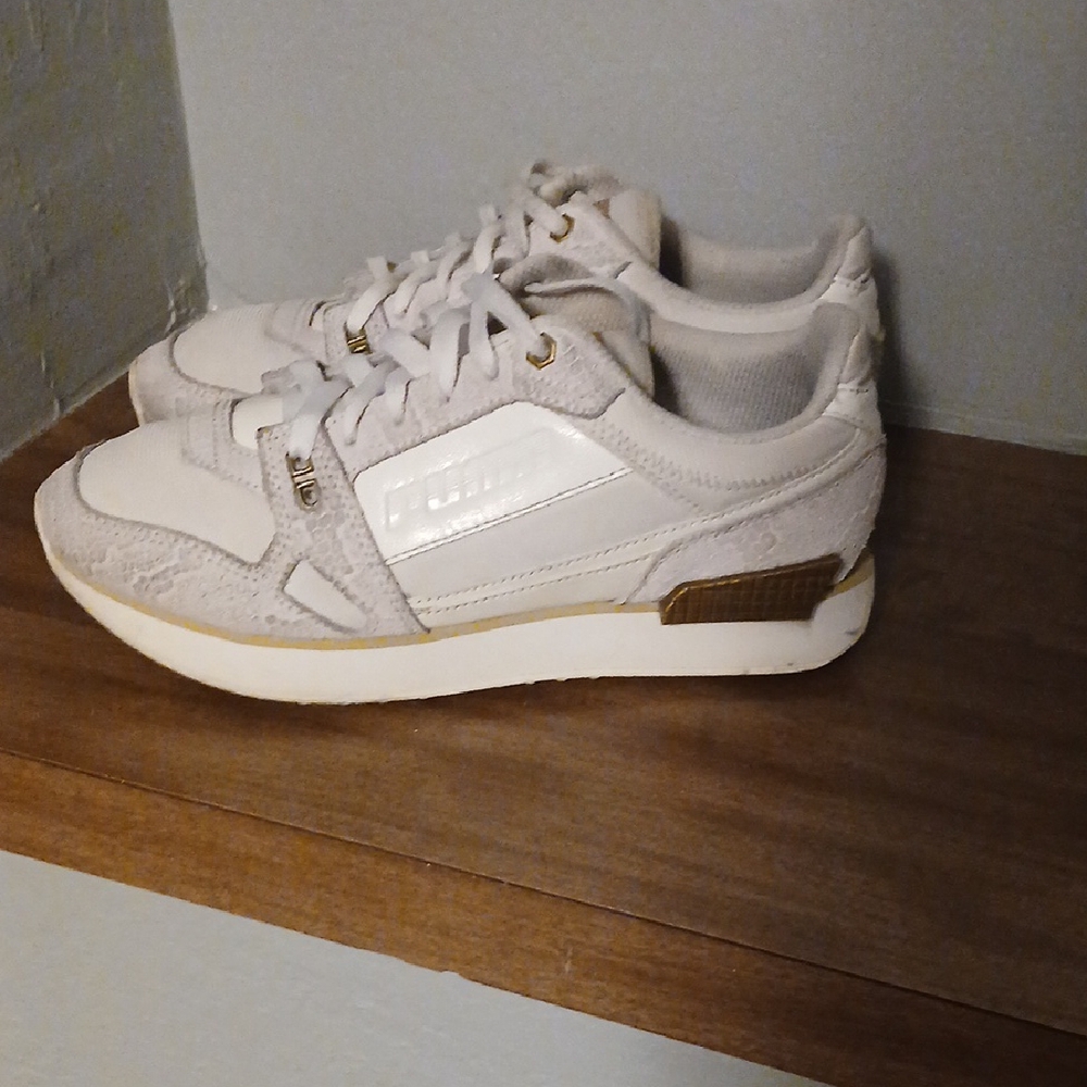 Puma Cream Sneakers with Subtle Gold Accents